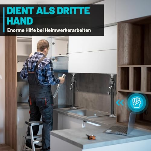 OUTIMATE Schrankheber zur Montage von Schränken, 60–115 cm dritte Hand verstellbare Stützstangen, 3. Handstützsystem für die Installation von Oberschränken, 90 kg Tragkraft, 1 Stück