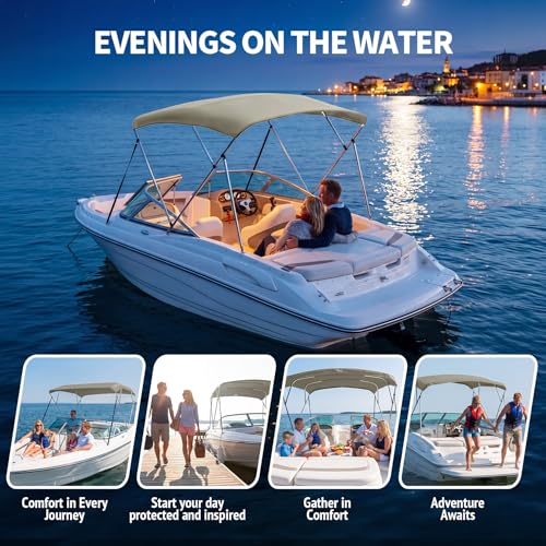 LumiCalyx 3 Bow Bimini Top Replacement Cover -Durable Marine Grade Canvas Sun Shade Boat Canopy Without Frame，6'Lx 67"-72" W x 46" H,Gray by LumiCalyx - Image 8