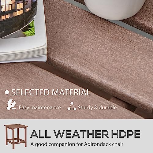 Outsunny 15" Outdoor Side Table, Square Patio Accent Table, Durable Hdpe Plastic Tea Table For Adirondack Chair, Backyard, Garden, Lawn, Brown #TOP3