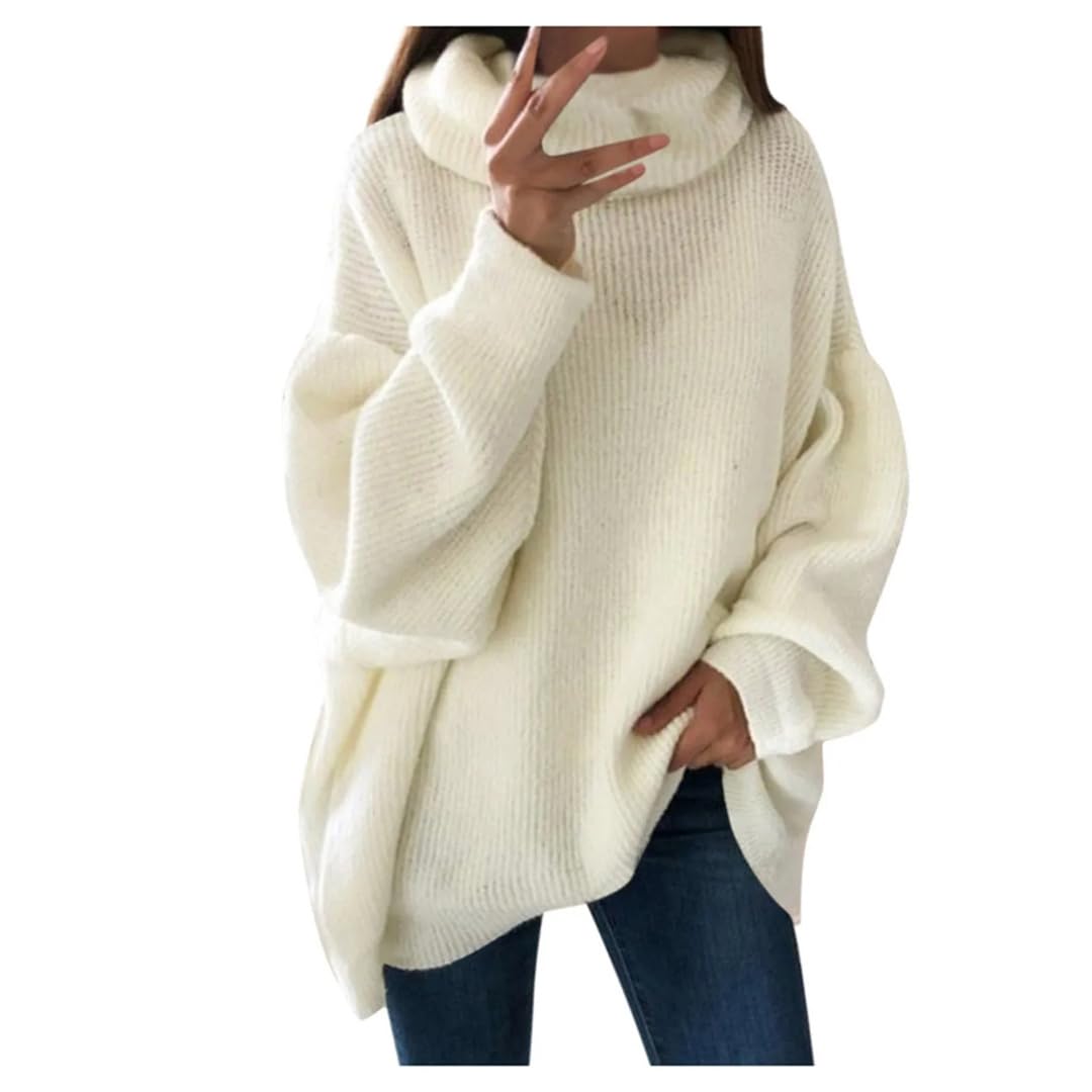 Maglione da donna a collo alto autunno e inverno oversize caldo pullover lavorato a maglia casual allentato manica lunga top