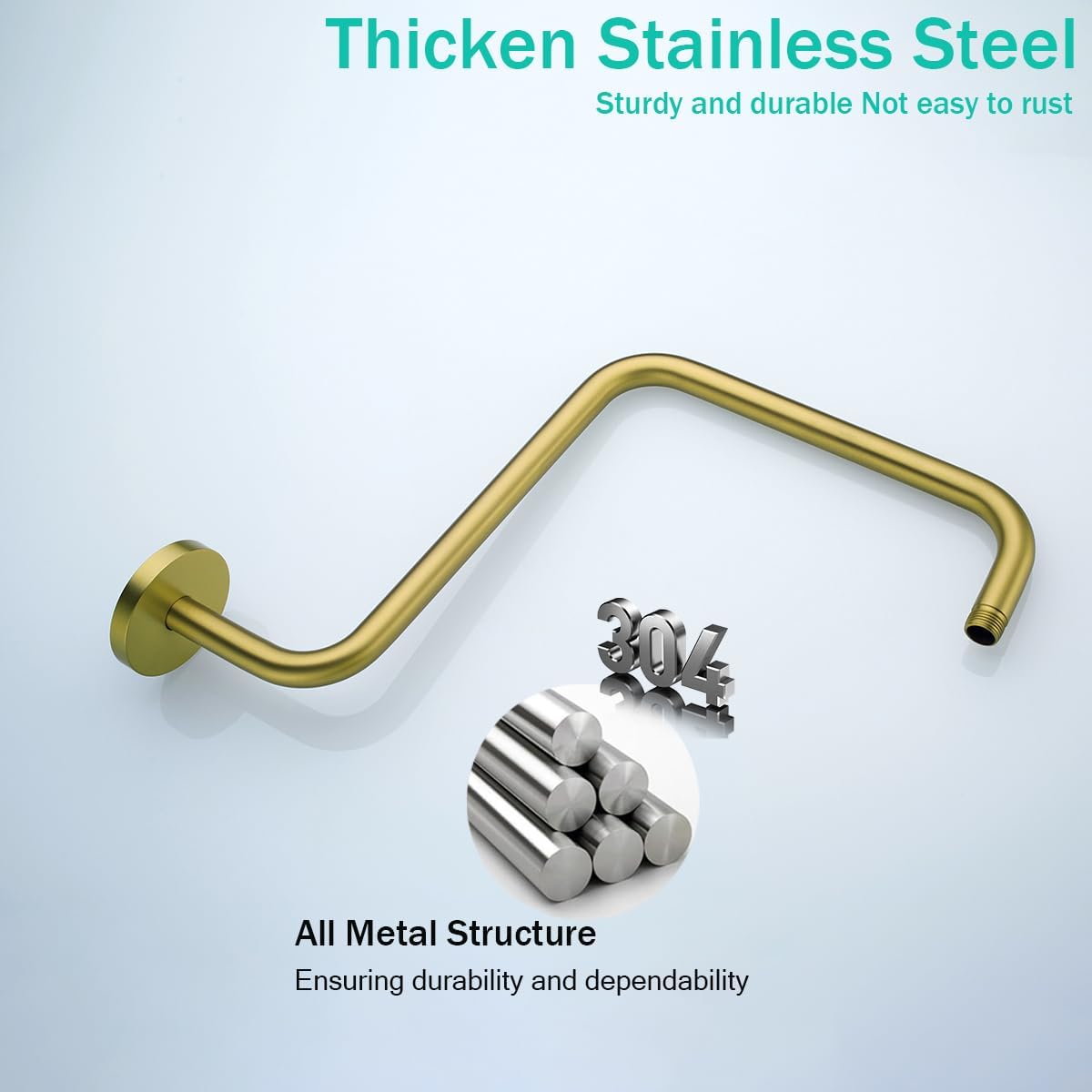 16 Inches Shower Arm with Flange,S Shaped Gooseneck Shower Head Arm,High Rise Shower Head Extension Arm,Champagne Bronze,SE-RD91058-16CB