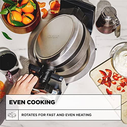 CRUX Rotating Belgian Waffle Maker with Deep Nonstick PFOA Free Plates, Digital Keto Chaffles Iron with LCD Display, Browning Control and Cord Storage, Stainless Steel by Crux - Image 6