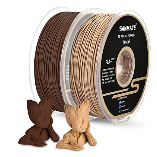 iSANMATE 3D Printer Filament, PLA Filament 1.75mm Bundle, White and Sandal Wood Filament Bundle 2kg/Spool (20% Wood Powder+80% PLA)