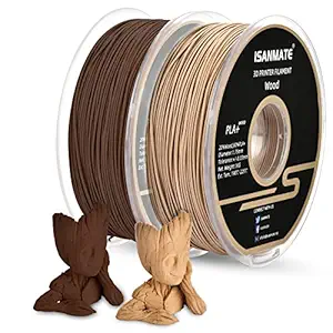 iSANMATE 3D Printer Filament, PLA Filament 1.75mm PLA Wood Filament Bundle, White Wood and Sandal Wood Filament Bundle 2kg/Spool (20% Wood Powder+80% PLA)