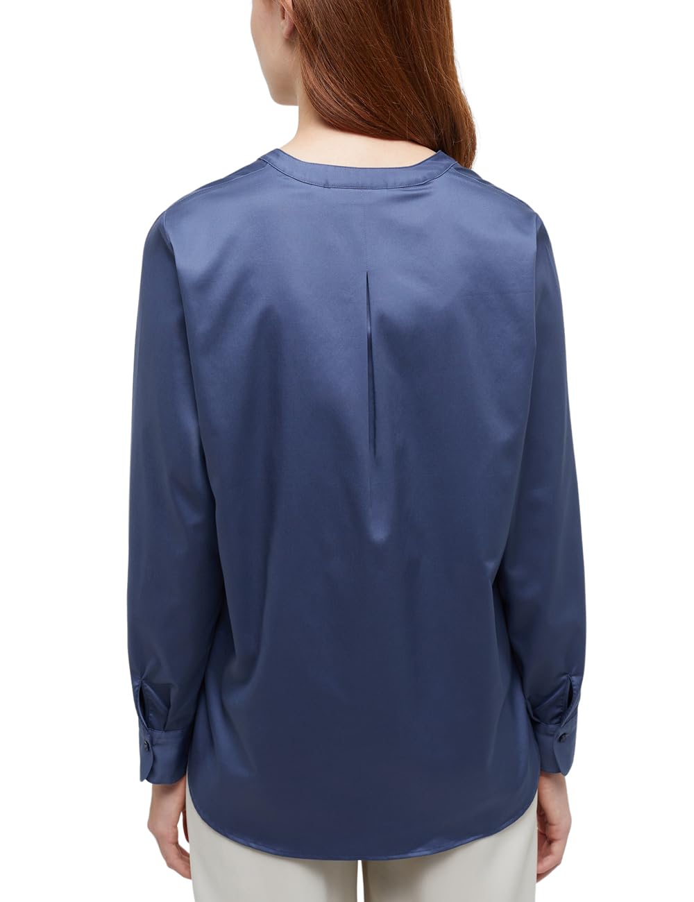 ETERNA Female Satin Shirt Bluse unifarben Loose FIT 44_D_1/1, 1/1, Indigo
