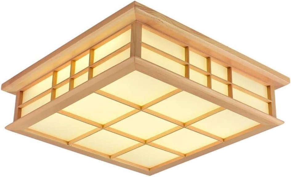 Plafonnier LED japonais en bois noble pour salon et chambre