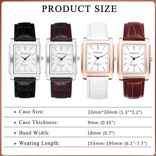 Avaner Orologio Quadrato Da Uomo, Orologio Con Polsino In Pelle Vintage, Orologio Da Polso Analogico Al Quarzo Con Numeri Romani, Orologio Retrò Classico Con Cinturino In Pelle - 6