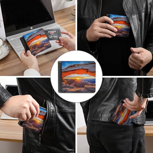 Mesa Arch Canyonlands National Near Moab Utah USA Bi-fold Wallet for Men Women Print PU Leather Slim Cash Card Holder3