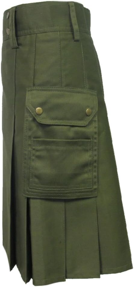 Tartanista Mens Tactical Combat Utility Kilt With Pockets Olive 48 - Image 4