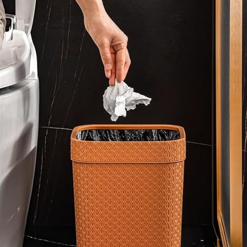 Poubelle pour salon et chambre corbeille carrée orange design tressé - 4