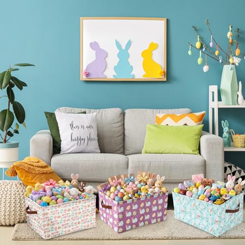 Boao 4 Pack Easter Storage Baskets for Gifts Empty Collapsible Laundry Storage Bins with Handles Foldable Boxes for Home Bedroom Office Holiday Toy Clothes Containers by Boao - Image 3