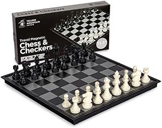 Yellow Mountain Imports 2 in 1 Travel Magnetic Chess and Checkers - 12.5"