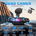 360 Vue des degrés 4 Chaîne Dash Cam 5G WiFi & Contrôle de l'application, GEMEK 2K Caméra avant et arrière intérieure, gauche et droite pour les voitures, libre 64GB TF Carte, G-sensor, vision nocturne