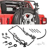 Quadratec 2-Bike Spare Tire Mount Bike Rack - Fits Jeep Wrangler 2018-2022 JL and YJ TJ JK 1987-2018 - Adjustable Rack Fits Oversized Tires up to 37' x 12.5' - Compatible with Backup Camera on JL