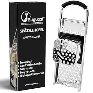 Bugucat Roestvrijstalen spätzleschaaf, spätzlezeef, spätzlepresse, Spätzlepers, Spätzleshaker, Spätzleboard…