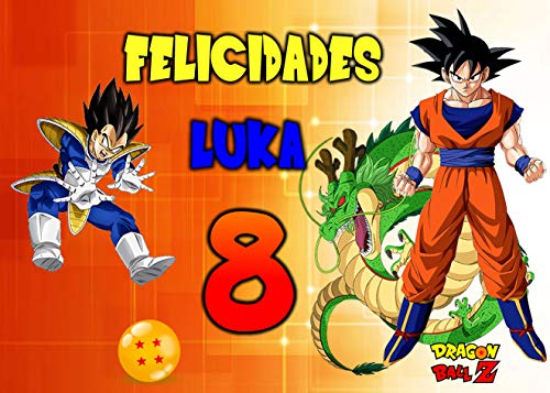 OBLEA de DRAGÓN Ball Z Personalizada con Nombre y Edad para Pastel o Tarta, Especial para cumpleaños, Medida Rectangular de 28x20cm Cover