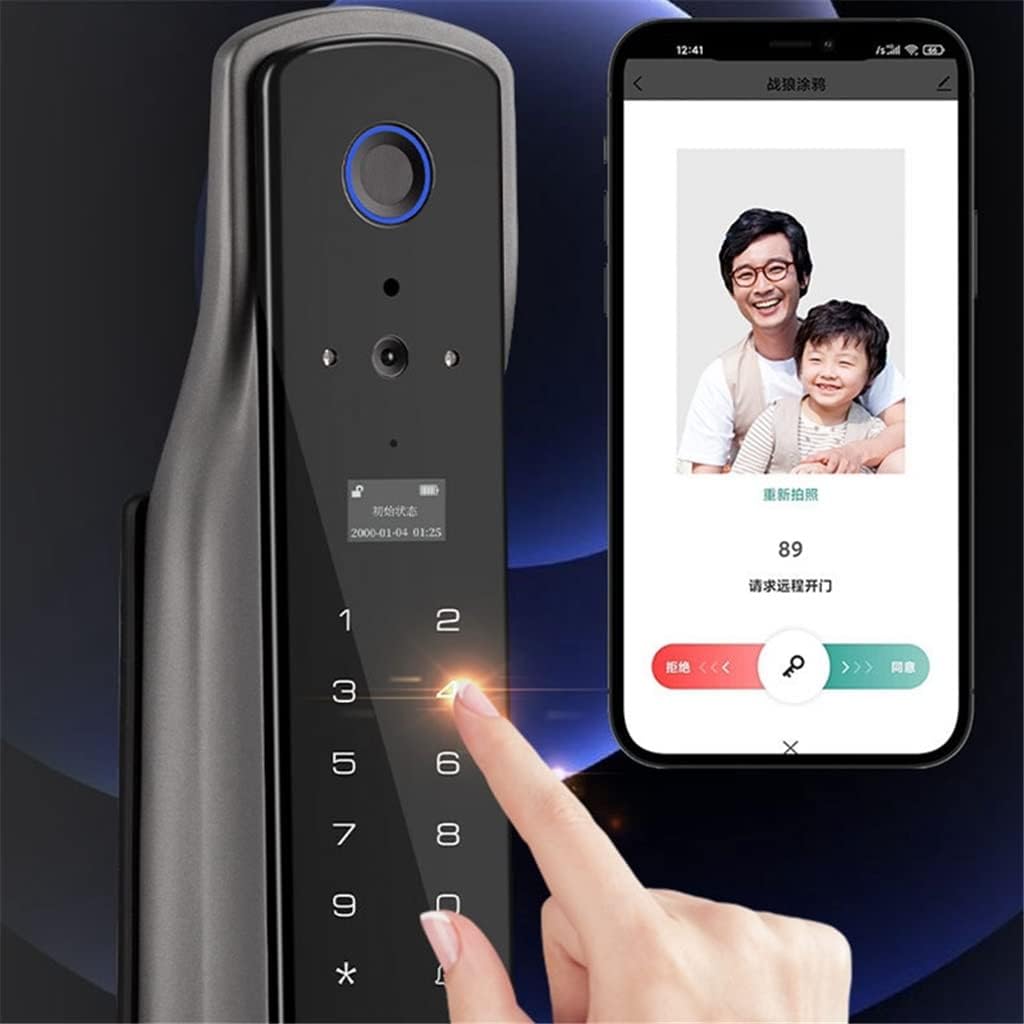 Automatic Built-in APP Remote Control Lock Recognition Fingerprint Password Card Key Smart Door Lock (Color : D, Size : 30X240MM) (Black 30X240MM)