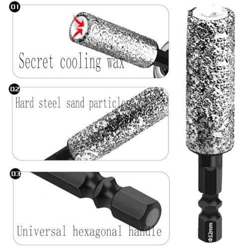 Diamond Core Drill Bits Set, 2 in 1 Hexagonal Shank Brazing Dry Drilling Specialized Hole Opener, 6/8/10/12mm Diamond Drill Bits Set for Porcelain,for Drilling on Porcelain, Ceramic, Glass 6 Diamond Core Drill Bits Set, 2 in 1 Hexagonal Shank Brazing Dry Drilling Specialized Hole Opener, 6/8/10/12mm Diamond Drill Bits Set for Porcelain,for Drilling on Porcelain, Ceramic, Glass - Image 6