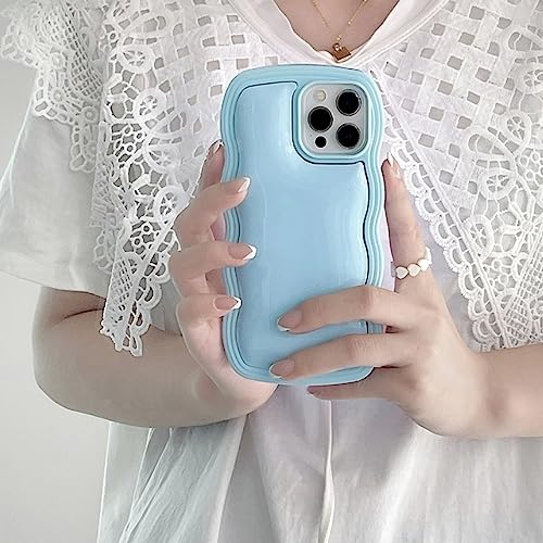 GINASH Cute Cartoon Candy Color Wave Frame Korea Phone Case para iPhone 14 13 11 12 Pro XS MAX X XR 7 8 Puls Funda de Silicona Suave sólida, Azul Oscuro, para iPhone 11 ProMax