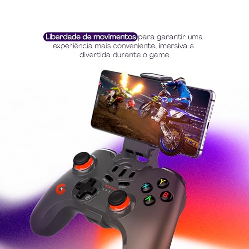 Geonav Controle Bluetooth Illusion Light Joystick/Gamepad - Compatível com Notebook, Smartphones,Tab