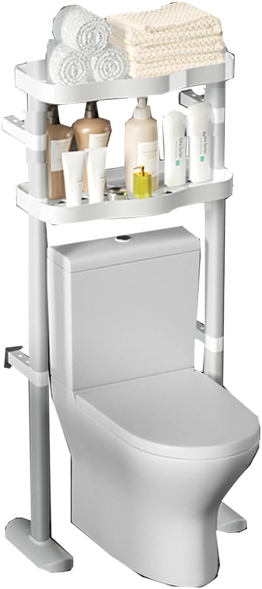 Over The Toilet Storage White, Plastic Over-The-Toilet Rack Bathroom Space Saver Organizer, Freestanding Above Toilet, Space Saver Bathroom Organizer For Bathroom, Laundry ( Color : /White , Size : 2