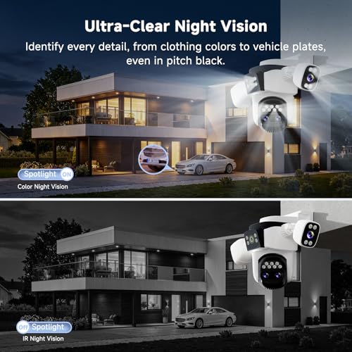 Image of VSTARCAM 4-Lens Security Cameras Wireless Outdoor, 2K 360 PTZ Plug-in Outdoor WiFi Camera, 10X Hybrid Zoom, AI Motion Tracking, Color Night Vision, IP66 Weatherproof for Driveways & Front Doors