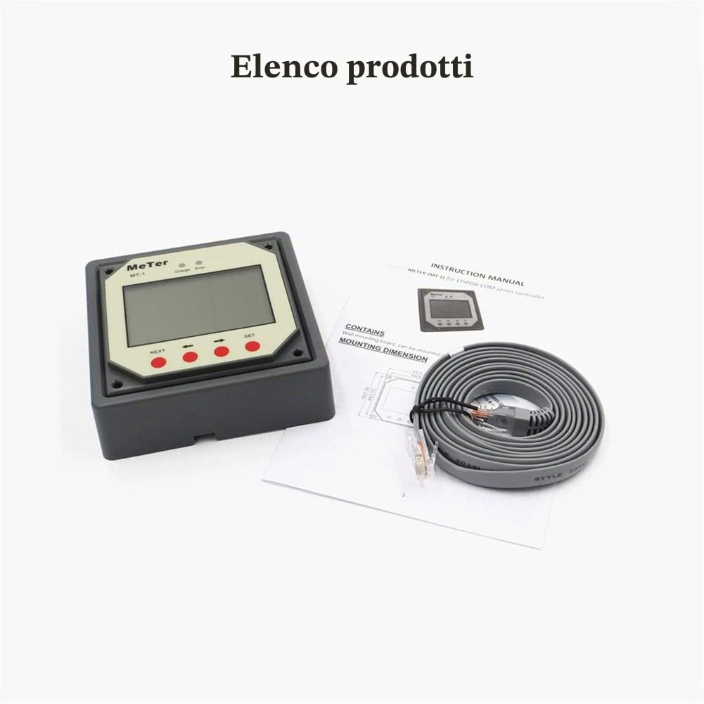 SolaMr Renote Meter for Duo-Battery Solar Charge Controller with 10 Meter Cable for EPIPDB-COM Series (MT-1)