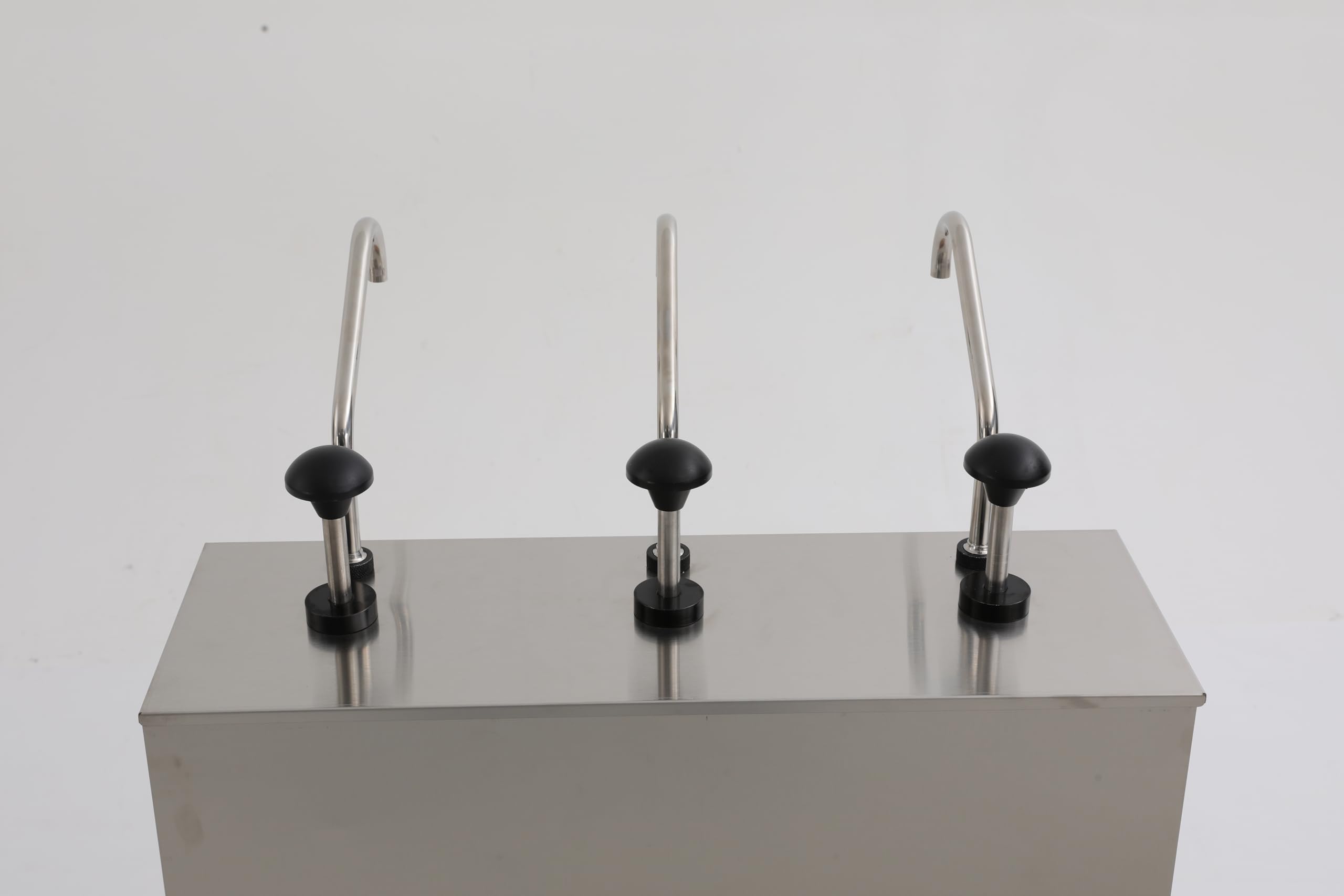 Stainless Steel - Distributore di salsa con 3 contenitori da 1,06 Gal, 3 camere con superficie spazzolata per cucina/ristorante/caffetteria, pompa leggera per ketchup/salsa di soia