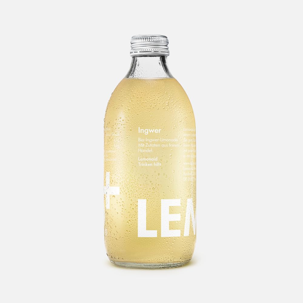 Lemonaid - Ingwer Limonade - Faire Limonade mit besten Bio Zutaten - Leckeres Erfrischungsgetränk in Glas Flasche - Mit geringem Zucker Gehalt (24 x 330ml)