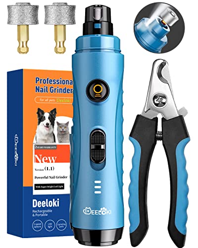 Deeloki dog nail grinder with led light upgraded 2 speeds painless pet dog nail trimmers and clipper super quiet best cat dog nail clipper kit for large small dogs pets cats breed paws quick grooming 1 Deeloki dog nail grinder with led light upgraded 2 speeds painless pet dog nail trimmers and clipper super quiet best cat dog nail clipper kit for large small dogs pets cats breed paws quick grooming