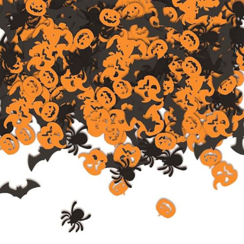 KEWUF 100 Pezzi Halloween Coriandoli, Coriandoli da Tavola per Festa, Decorazione da Tavolo Con Zucche Ragni Pipistrelli, Confetti per Festa di Halloween