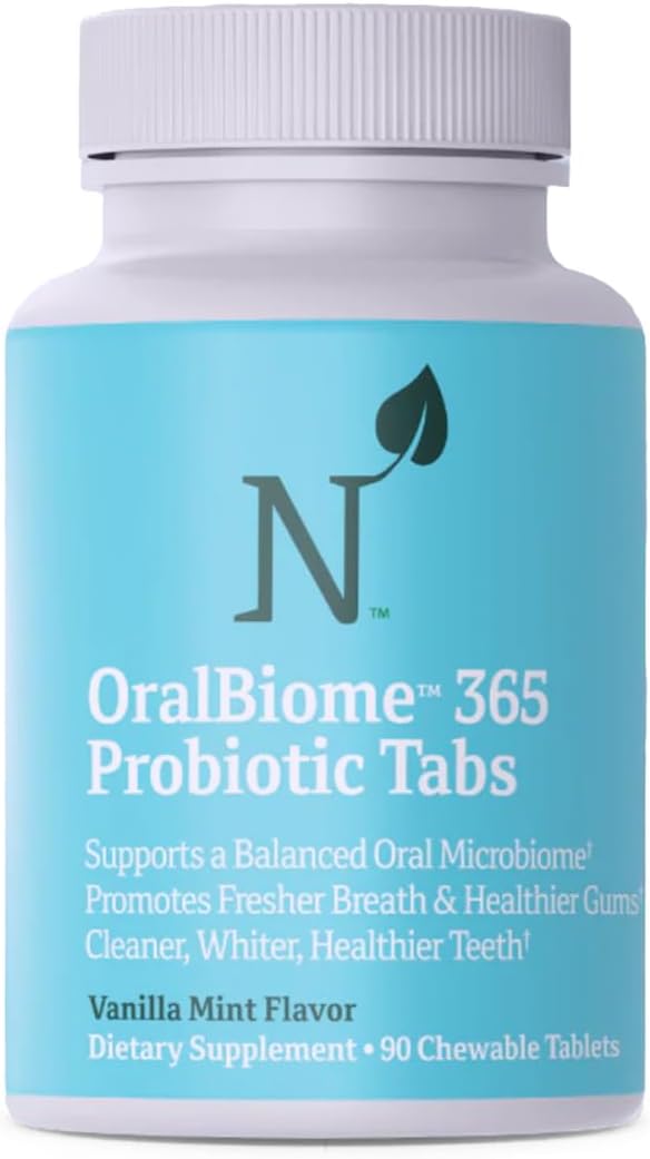 OralBiome 365 3-in-1 Chewable Oral Probiotics for Breath, Immune & Gut Health | Supports Teeth & Gums, Boosts Digestion & Immunity | with Zinc & Vitamin C | Vanilla Mint, 90 Servings