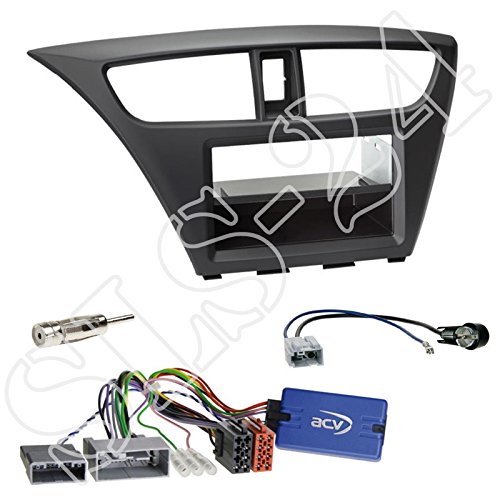 Zestaw do zabudowy: podwójna DIN 2-DIN zaślepka radiowa + kieszeń + adapter LFB na Multilead/China Radio + adapter antenowy do Honda Civic (FK1/FK2/FK3) od 02/2012 do Honda Civic (FK2/FK3) od 02/2014