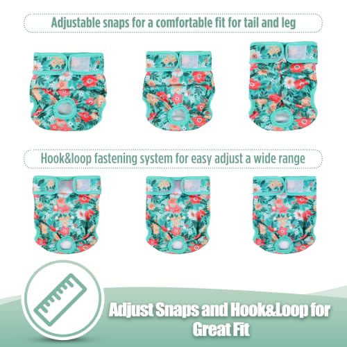 Image of wegreeco Female Dog Diapers, Washable Reusable Pet Puppy Doggie Diapers for Small Medium Large Female Dogs in Heat Period, Doggy Period Panties, 5 Pack, X-Large, Colorful Flowers