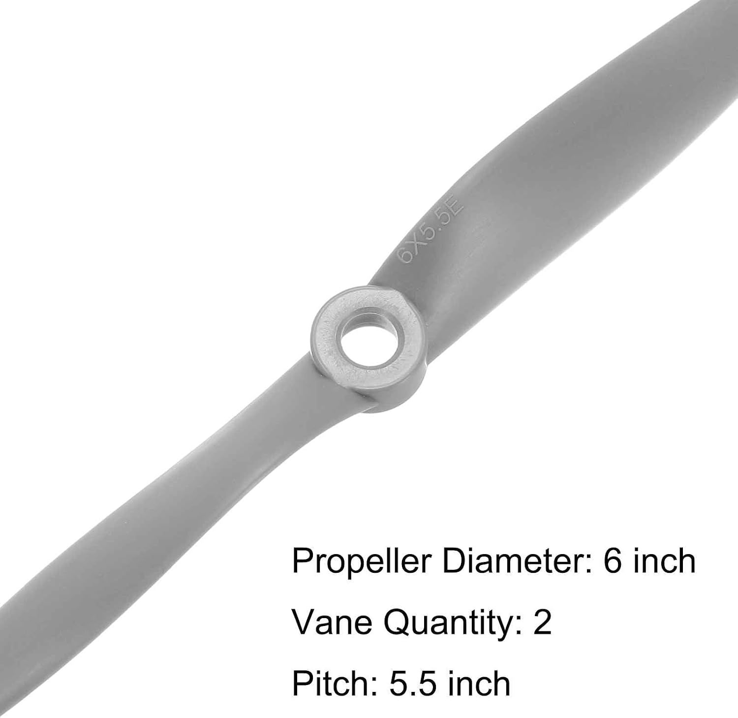 MECCANIXITY 2Pcs 6x5.5 Inch Propeller RC Propellers 2-Vane Blades Props Gray with Adapter Rings for RC Airplane Aircraft Prop Replacement