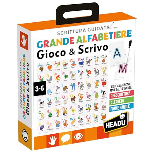 HEADU - Scrittura Guidata Grande Alfabetiere -Prescrittura, Alfabeto e Parole