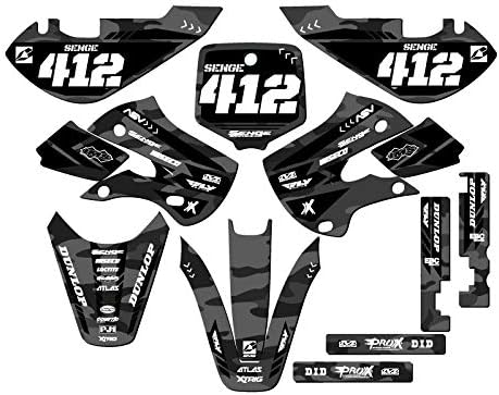 2002-2009 KLX 110 APACHE Grey Senge Graphics Complete Kit With Rider I.D. Compatible with Kawasaki
