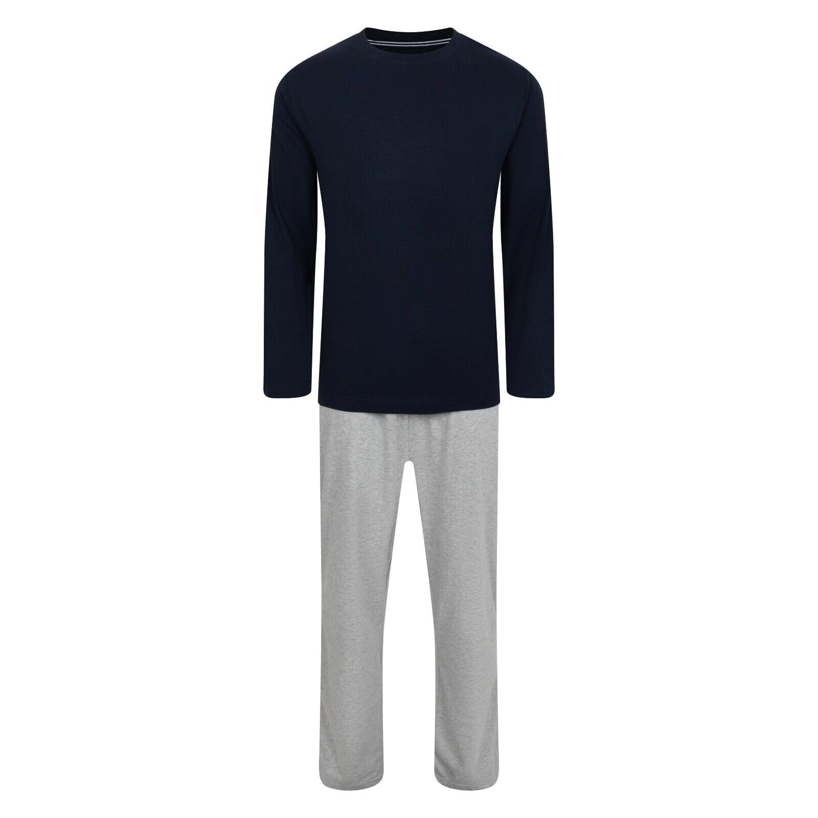 Label Cutters Mens Pyjamas Long Sleeve Long PJ Sets 5 Colours Sizes S - XXXXXL (NVY/Gry L)