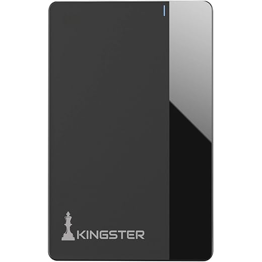 KINGSTER® 500GB Ultra Slim External Hard Drive – USB 3.0 Type-C, 145MB/s Speed, Plug & Play – Black Plastic Body – Compatible with Laptop, PC, Mac, Smart TV – 1-Year Warranty