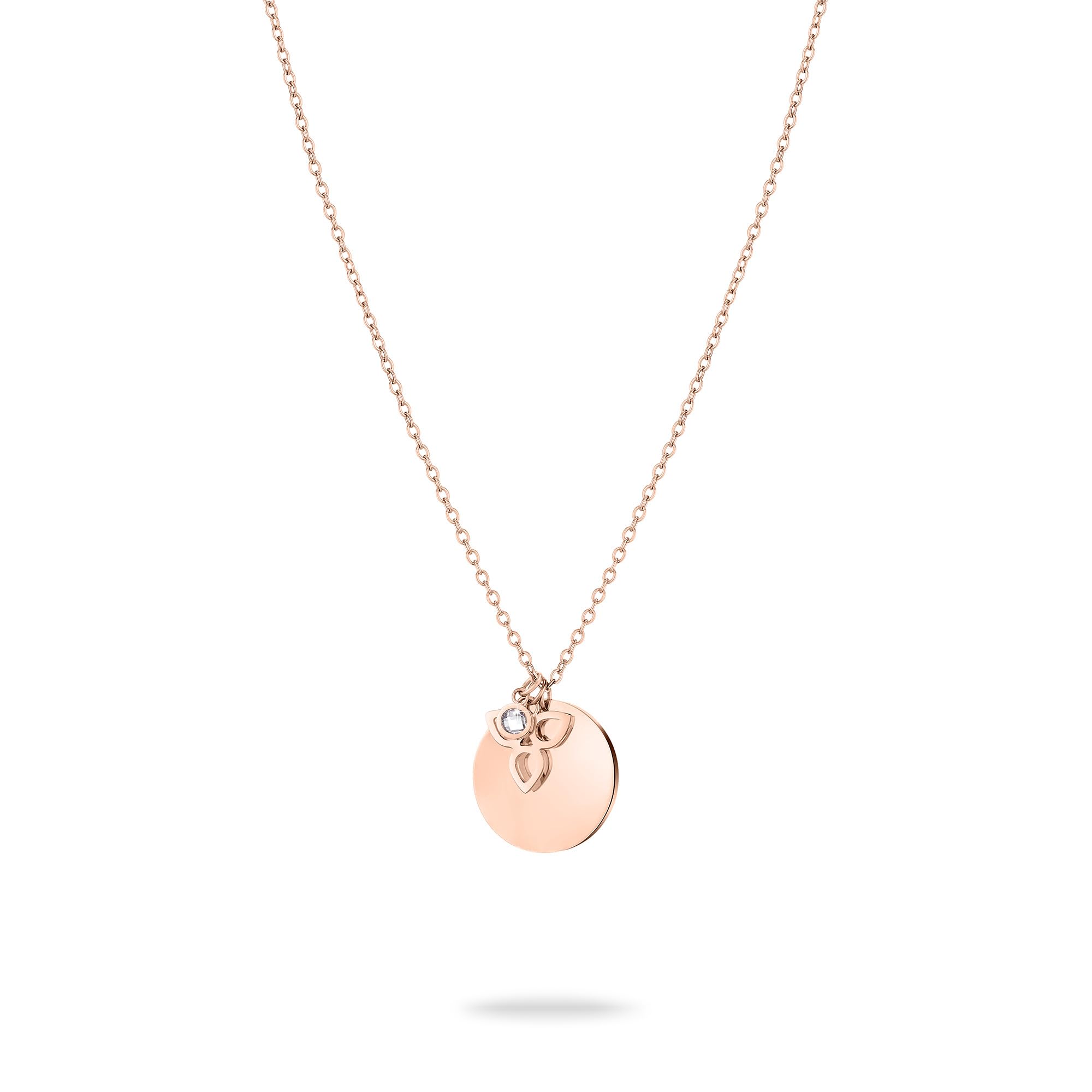 Tamaris Flower Necklace - Rose Gold - Necklace with Plate and Flower Pendants Made of Stainless Steel