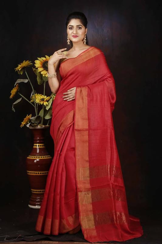 Charkha Silk gold tussar silk saree in tussar silk – image 6
