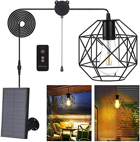 GOSUNWEY Solar Pendant Light Outdoor Indoor, Solar Chandelier Outdoor Storage Shed Solar Powered Lights with Pull Cord,Solar Indoor Lights for Home Chicken Coop Porch Barn Greenhouse Patio Garden