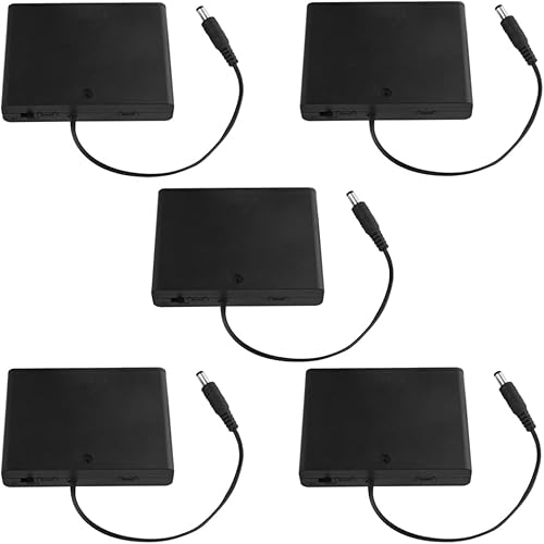WMYCONGCONG 5 PCS 6x1.5V 9V AA caja de la caja del soporte de la batería con 0.083x0.217 in DC conector macho e interruptor de encendido/apagado