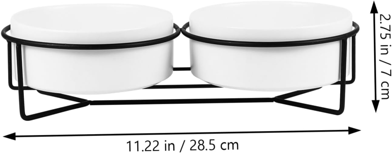 POPETPOP 1set Cat Feeder Frame Double Pet Drinking Bowls for Cats Dogs Non- Design Easy to Prevents Spills for Comfortable Eating Drinking