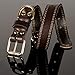 Genuine Leather Dog Collar with Alloy Buckle and Double D Rings (Large, Brown)