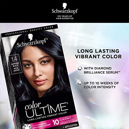 Schwarzkopf Color Ultime Permanent Hair Color Cream, 1.4 Sapphire Black #TOP3