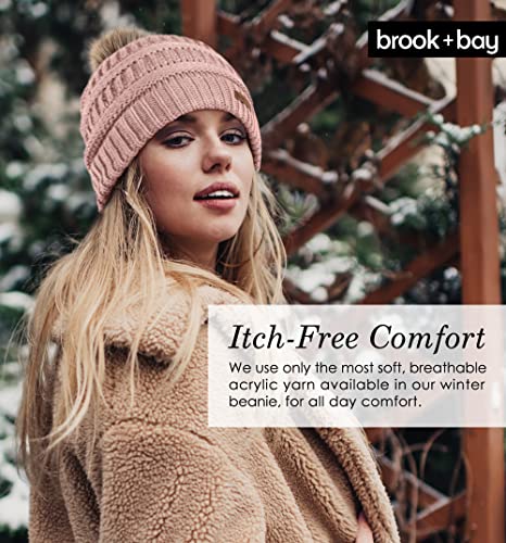 Pom Pom Beanie Winter Hat For Women - Faux Fur Pompom Warm, Thick & Chunky Soft Cable Knit Hats - Cute & Trendy Cold Weather Knitted Caps - Stylish & Trendy Snow & Ski Beanies For Ladies #TOP5