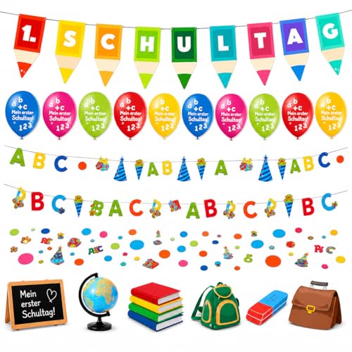 XXL Set Einschulung Schulanfang Deko Dekoration über 100 Teile - 1.Schultag ABC Erster Schultag Schuleinführung set