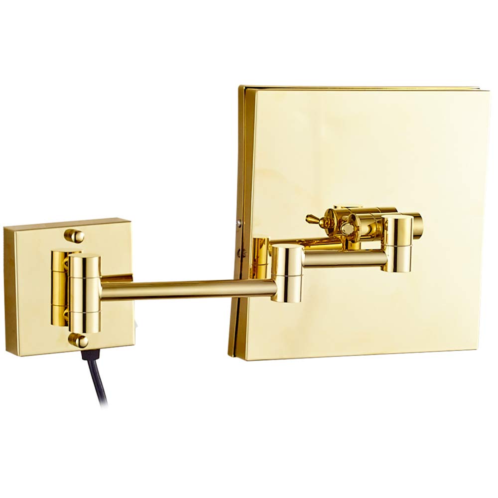 GuyAna Specchio cosmetico a Parete, Specchio da Bagno Pieghevole da Barba ingranditore Illuminato in Ottone Dorato a LED da 8,5 Pollici con luci, con Interruttore Elettrico, Decorazione 5