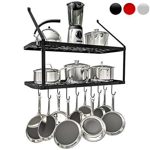 Vdomus VMHKPR0808BKUS Hanging Pot Rack - Rustproof Wall Mounted Pot Rack Pan Hanger For Kitchen Storage And Organization - Durable, Thick Iron Material thumb #8